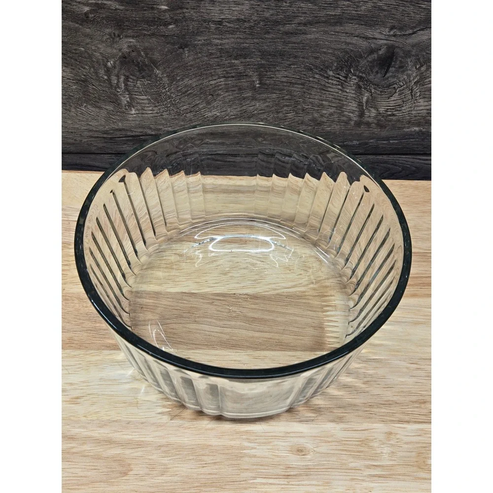 Anchor Hocking Clear Glass Ribbed Mixing Bowl 7 Cup 1.75 Quart Fluted Prep Bowl